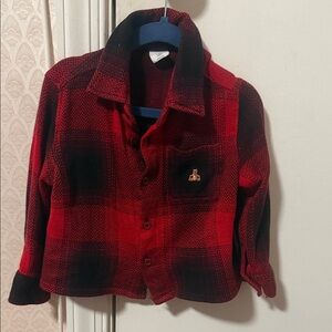 GAP Toddler Red and Black Plaid Shirt Jacket